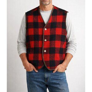 Vintage Streets Design Group Buffalo Plaid Wool Blend Vest L